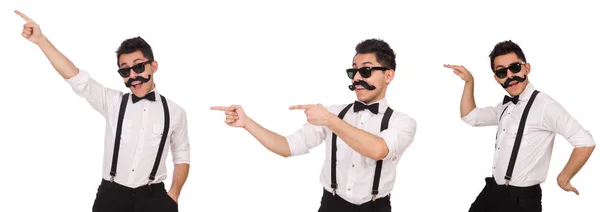 Young man with moustache isolated on white — Stock Photo, Image