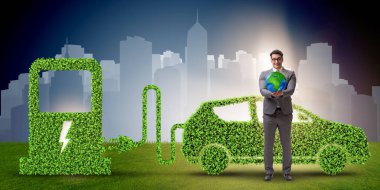 Elektrikli otomobil konsepti yeşil çevre kavram