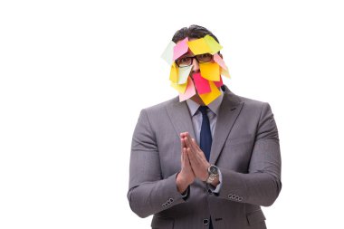 Birçok hatırlatıcıya sahip iş adamı beyazda izole edildi