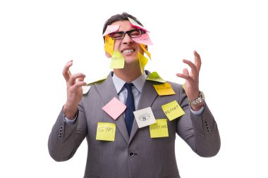 Birçok hatırlatıcıya sahip iş adamı beyazda izole edildi