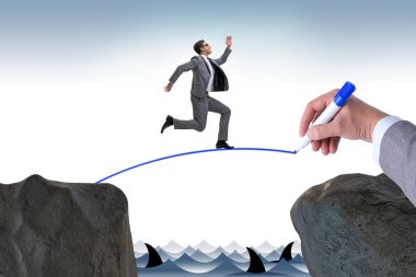 İş adamının altında el çizimi köprü