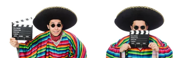 Legrační mexické pončo s klapky deska izolovaných na bílém — Stock fotografie
