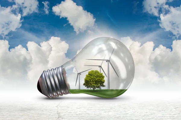 Bombilla en el concepto de energía alternativa - 3d renderizado —  Fotos de Stock