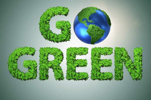 Go Green Umweltkonzept mit Buchstaben - 3D-Rendering — Stockfoto