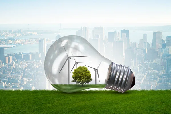 Gloeilamp in alternatieve energie concept - 3d rendering — Stockfoto