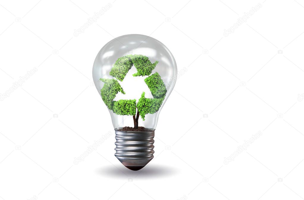 Light bulb in green environment concept - 3d rendering