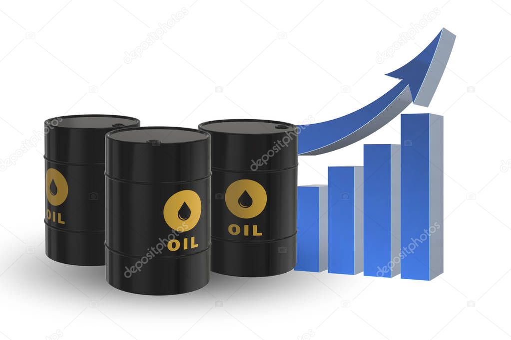 Concept of oil prices on white - 3d rendering