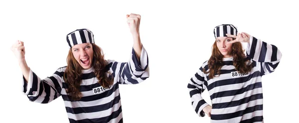 Convict criminal in striped uniform — Stock Photo, Image