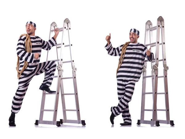 Gevangenis gevangene geïsoleerd op de witte — Stockfoto