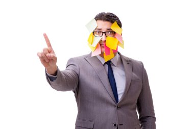 Birçok hatırlatıcıya sahip iş adamı beyazda izole edildi