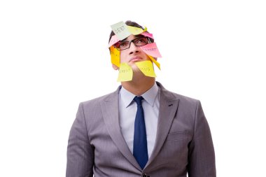 Birçok hatırlatıcıya sahip iş adamı beyazda izole edildi