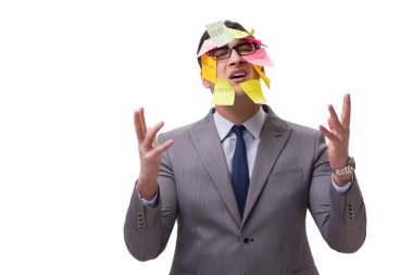 Birçok hatırlatıcıya sahip iş adamı beyazda izole edildi