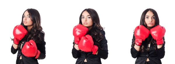 Mladá žena s Boxerské rukavice — Stock fotografie