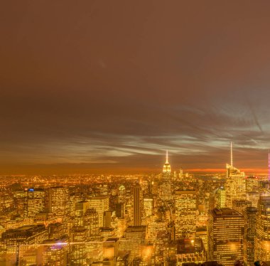 Günbatımında New York Manhattan manzarası