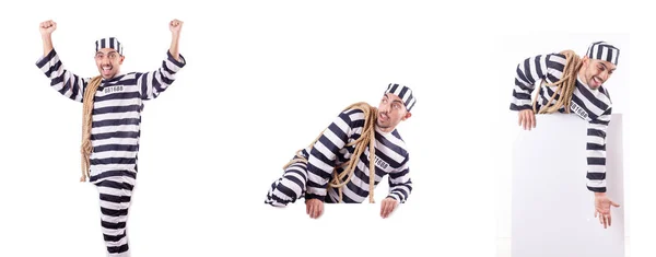 Convict criminal in striped uniform — Stock Photo, Image