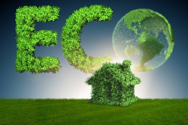 Yeşil enerji ev kavramı - 3d render