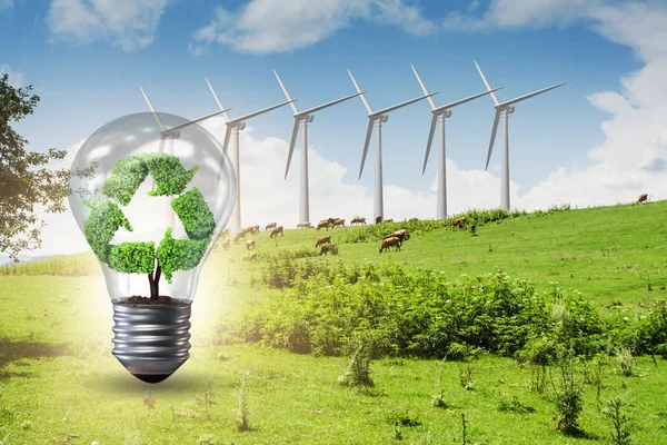 Alternatives Energiekonzept mit Windrädern — Stockfoto