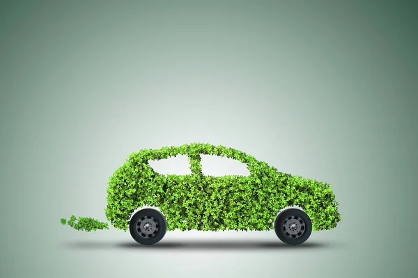 Concetto di auto elettrica nel concetto di ambiente verde - rendering 3d — Foto Stock