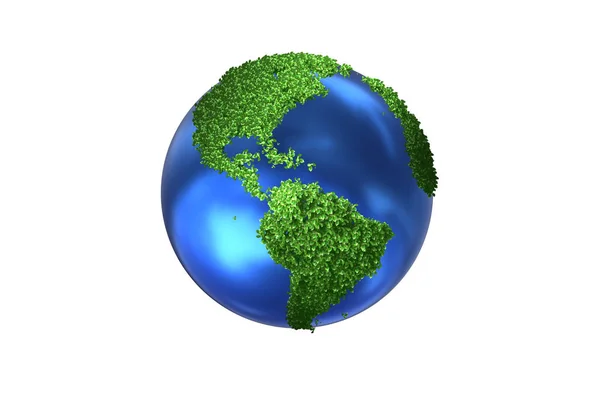Země světa v zeleném prostředí koncepce - 3d vykreslování — Stock fotografie