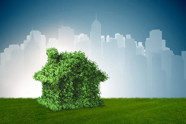 绿色能源的房子概念-3d 渲染 — 图库照片