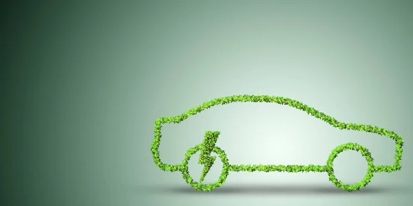 Conceito de carro elétrico no conceito de ambiente verde - renderização 3d — Fotografia de Stock