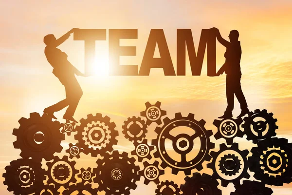 Ondernemers houden woord team in teamwork concept — Stockfoto