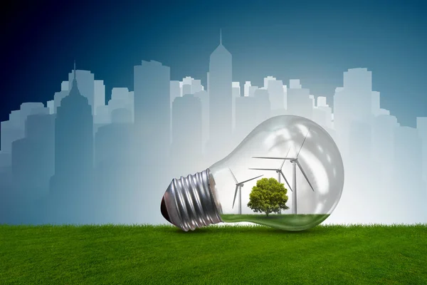 Lampadina nel concetto di energia alternativa - rendering 3d — Foto Stock