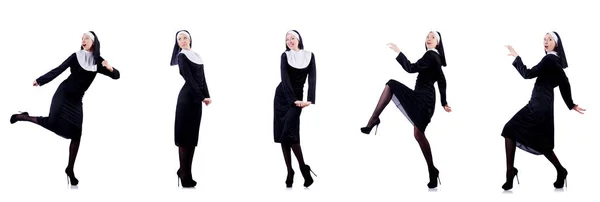 Vackra nunna isolerad på vit — Stockfoto