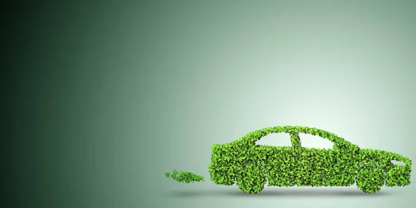 Electric car concept in green environment concept - 3d rendering — Stock Photo, Image