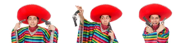 Grappige Mexicaanse met wapen geïsoleerd op wit — Stockfoto