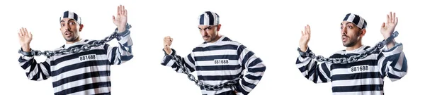 Convict criminal in striped uniform — Stock Photo, Image