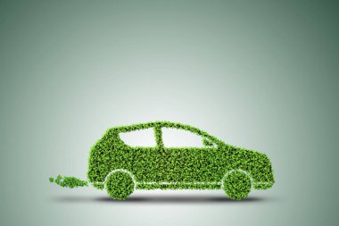 Yeşil çevre konseptinde elektrikli araba konsepti - 3D görüntüleme
