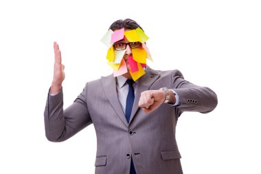 Birçok hatırlatıcıya sahip iş adamı beyazda izole edildi