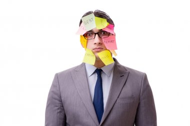 Birçok hatırlatıcıya sahip iş adamı beyazda izole edildi