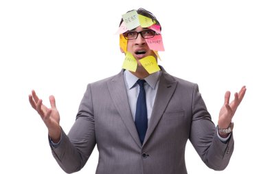 Birçok hatırlatıcıya sahip iş adamı beyazda izole edildi