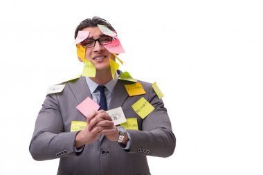 Birçok hatırlatıcıya sahip iş adamı beyazda izole edildi