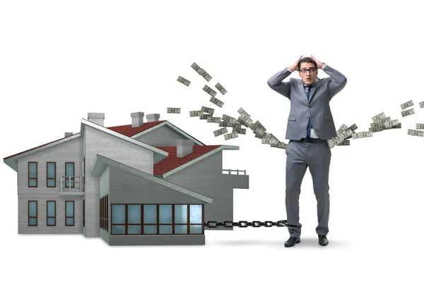 Empresario en concepto de financiación de deuda hipotecaria —  Fotos de Stock