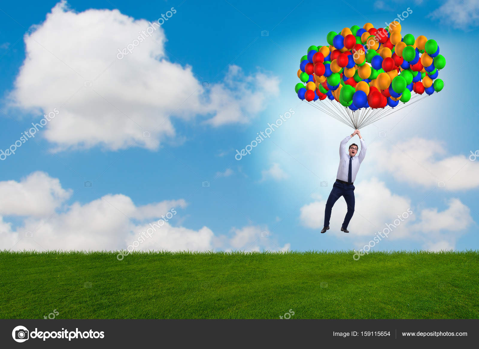 Empresário Caindo Na Armadilha Do Paraquedas Imagem de Stock