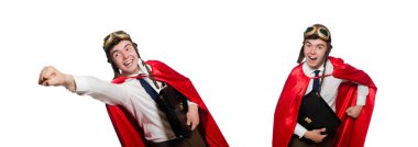 evrak çantası üzerinde beyaz izole komik burda