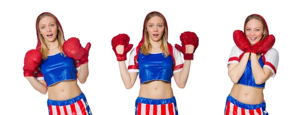 Female boxer isolated on the white background — Stock Photo, Image