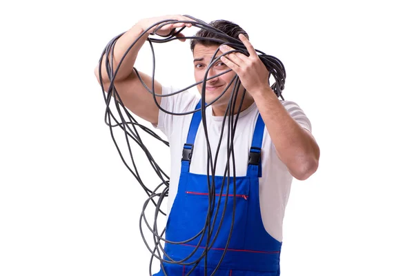 Hombre haciendo reparaciones eléctricas —  Fotos de Stock