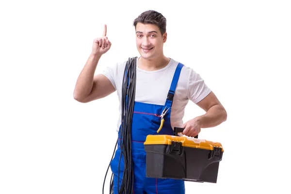 Людина робить електричний ремонт — стокове фото