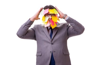 Birçok hatırlatıcıya sahip iş adamı beyazda izole edildi