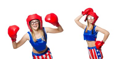 Beyaz tenli komik boksör.