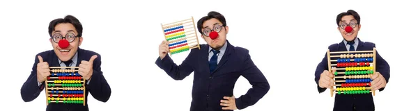 Funny businessman with abacus isolated on the white — Stock Photo, Image