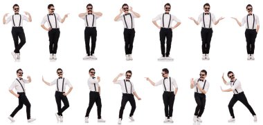 Beyaz izole bıyıklı genç adam