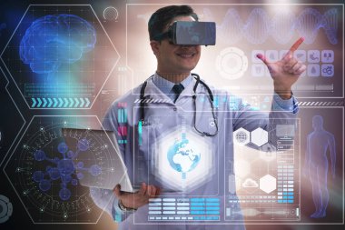 Teletıp kavramı Vr gözlük takan doktor ile