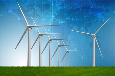 Yel değirmenleri - 3d render ile alternatif enerji kavramı