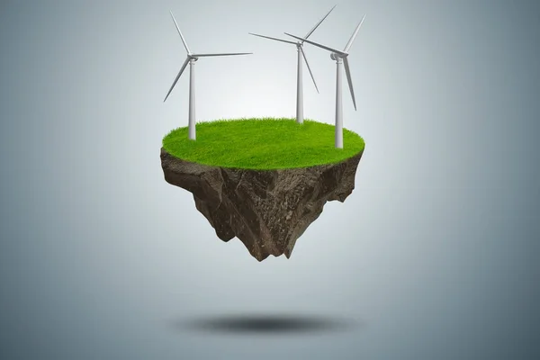 Fliegende schwimmende Insel im grünen Energiekonzept - 3D-Rendering — Stockfoto