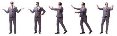 Beyaz izole blindfolded işadamı